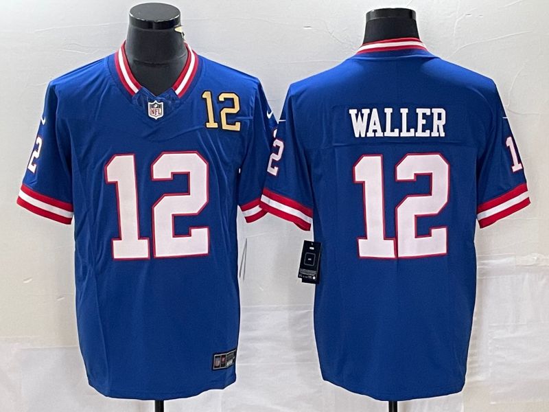 Men New York Giants #12 Waller Blue Nike Vapor Limited 2023 NFL Jerseys style 1